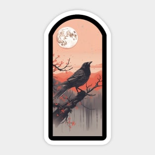 Raven and the Moon Sticker